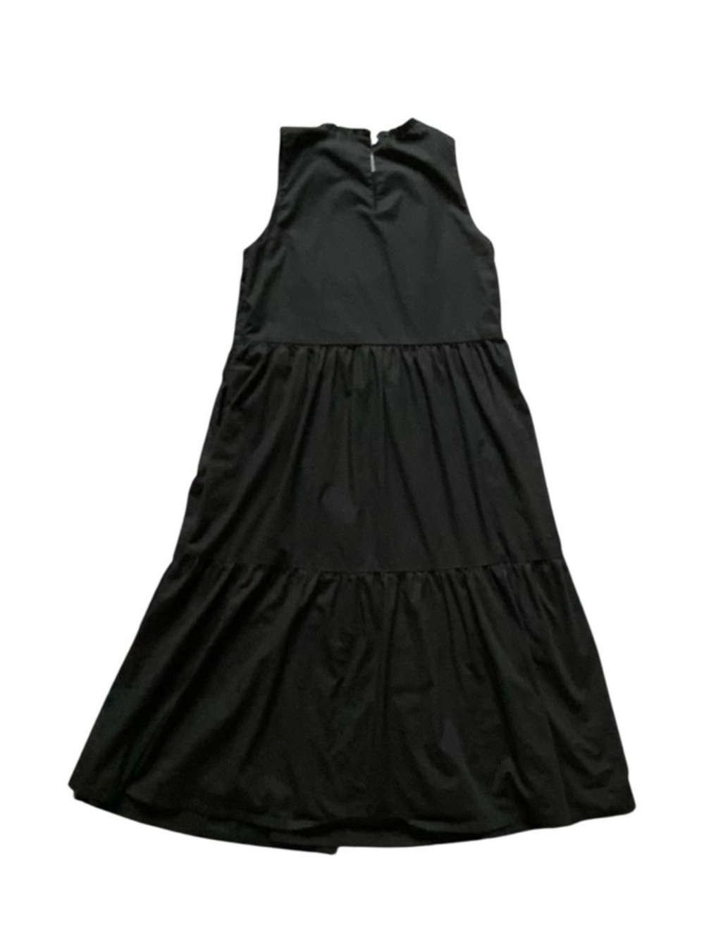 J Crew Classic Black Sleeveless Tiered Midi Dress size 0 - Picture 4 of 5
